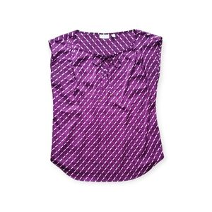 New York & Company Purple Blouse with White Pattern
